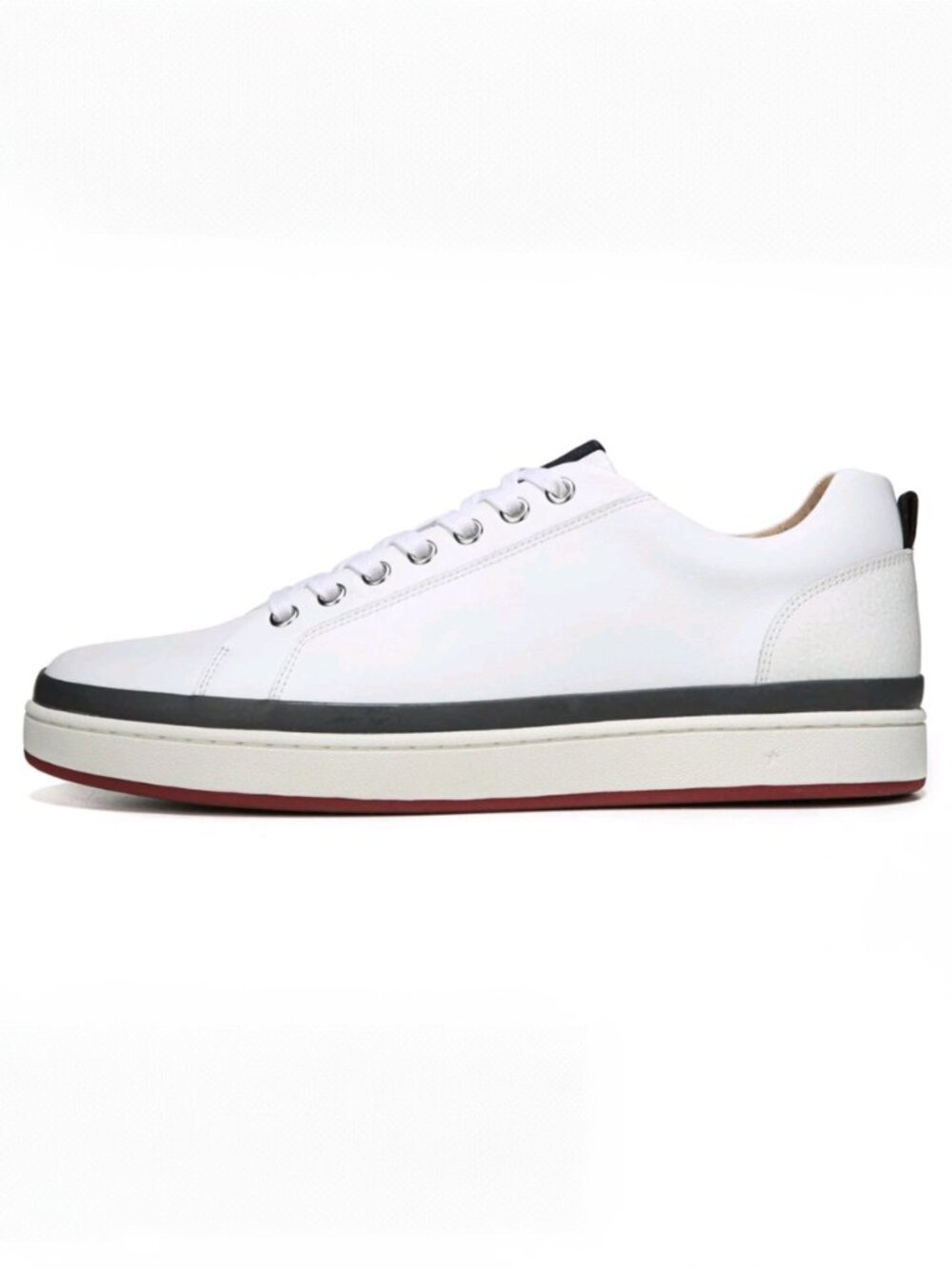 Minimalist White Low-Top Sneakers with Navy Accent, Sz 9 NWOB